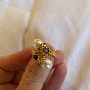 Authentic Julie Vos pearl & amethyst wrap ring